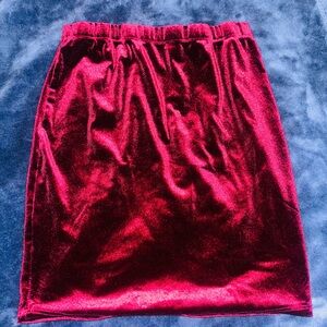 Bozzolo Rich Velvet Pencil Skirt in Deep Red